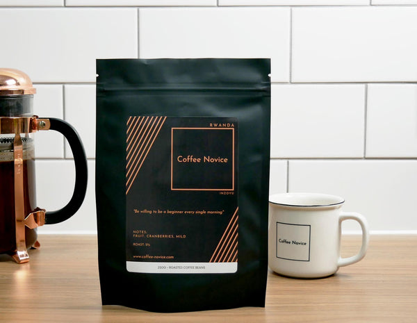 Rwanda single origin coffee bag – fruity and mild, with cranberry notes.