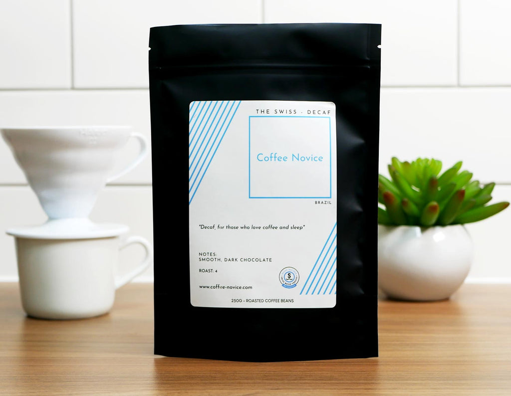 The Swiss decaf coffee – smooth, medium-bodied with nutty and dark chocolate notes.